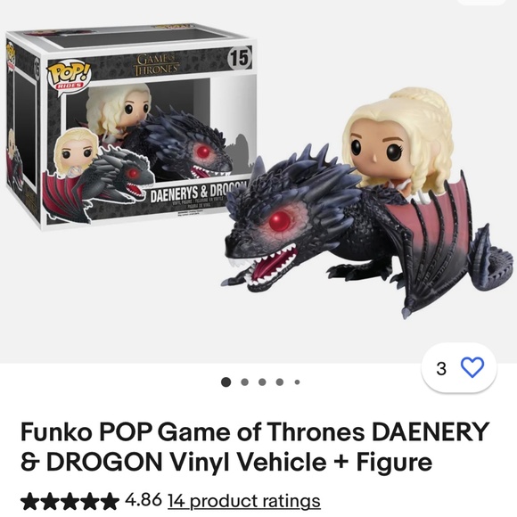 2016 Funko POP! Rides Game of Thrones Daenerys & Drogon Vinyl Figures Dragon - Picture 2 of 16